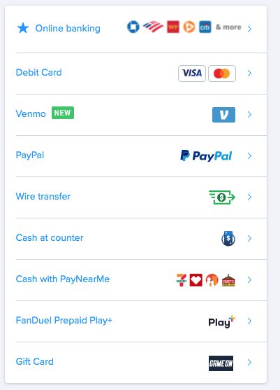 FanDuel Deposit Methods